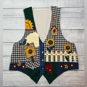 Handmade Vintage Patchwork Cotton Vest Sunflower
Gingham Folk Art